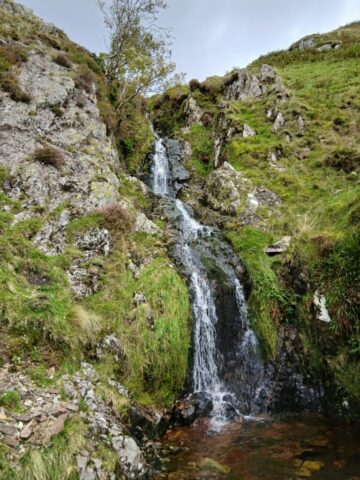 Waterfall in Rottenstone gill, near the Bazzania tricrenata